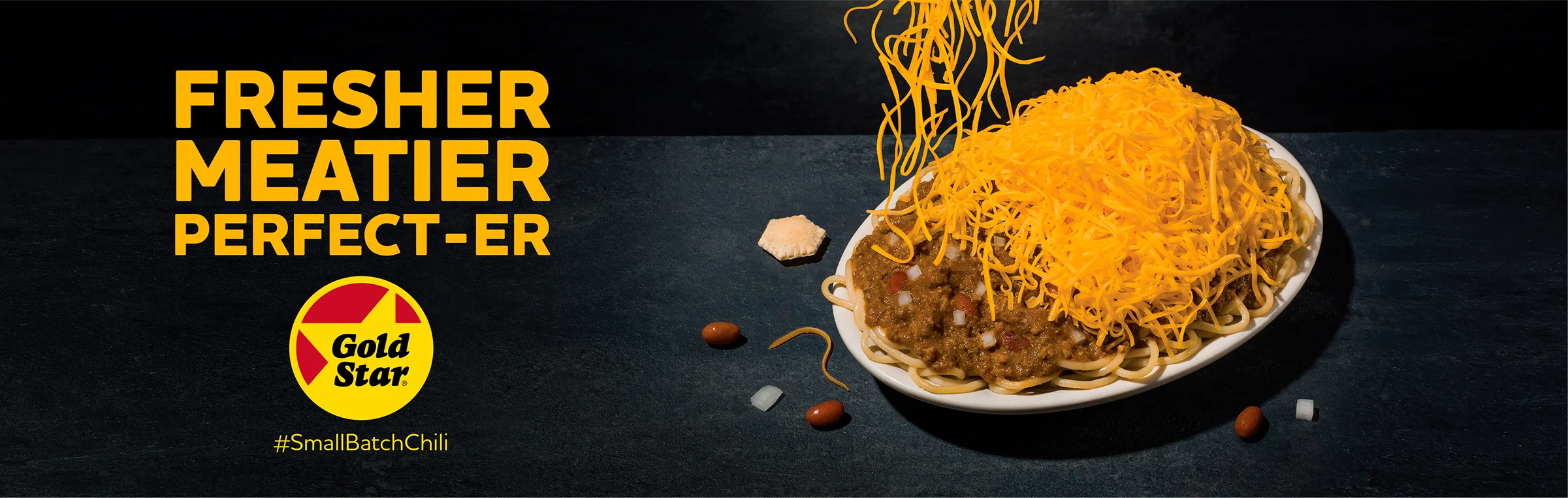 In another first, I talked the client into featuring a 5-Way in addition to the usual 3-Ways and cheese coneys. (Beans and onions are beautiful in this lighting!)