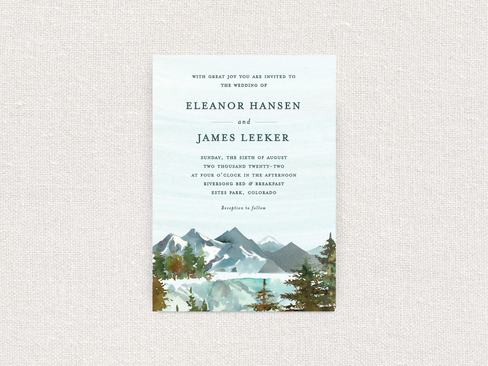 Mountain Watercolor Wedding Invitation