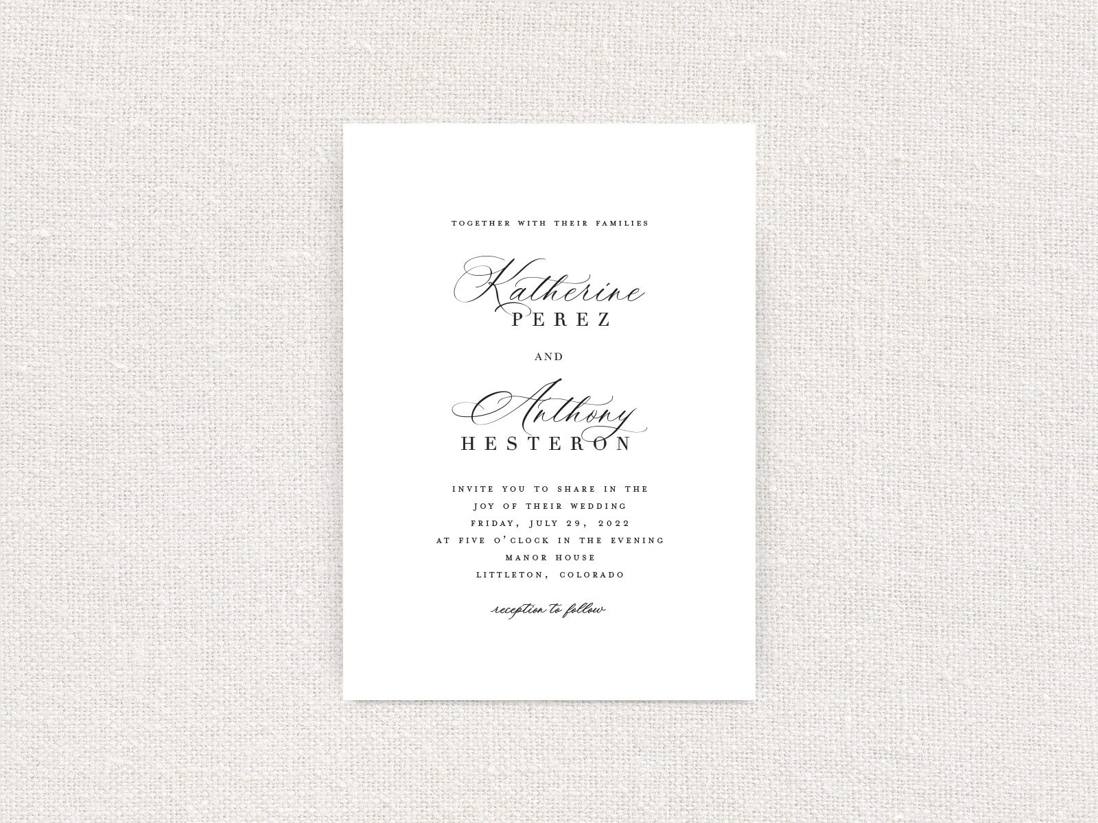 Black Tie Wedding Invitation