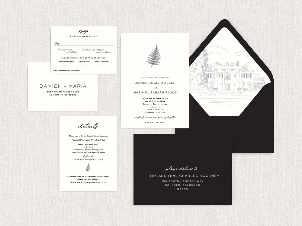 Simple Fern Wedding Invitation — Paper Girl Creative - Denver
