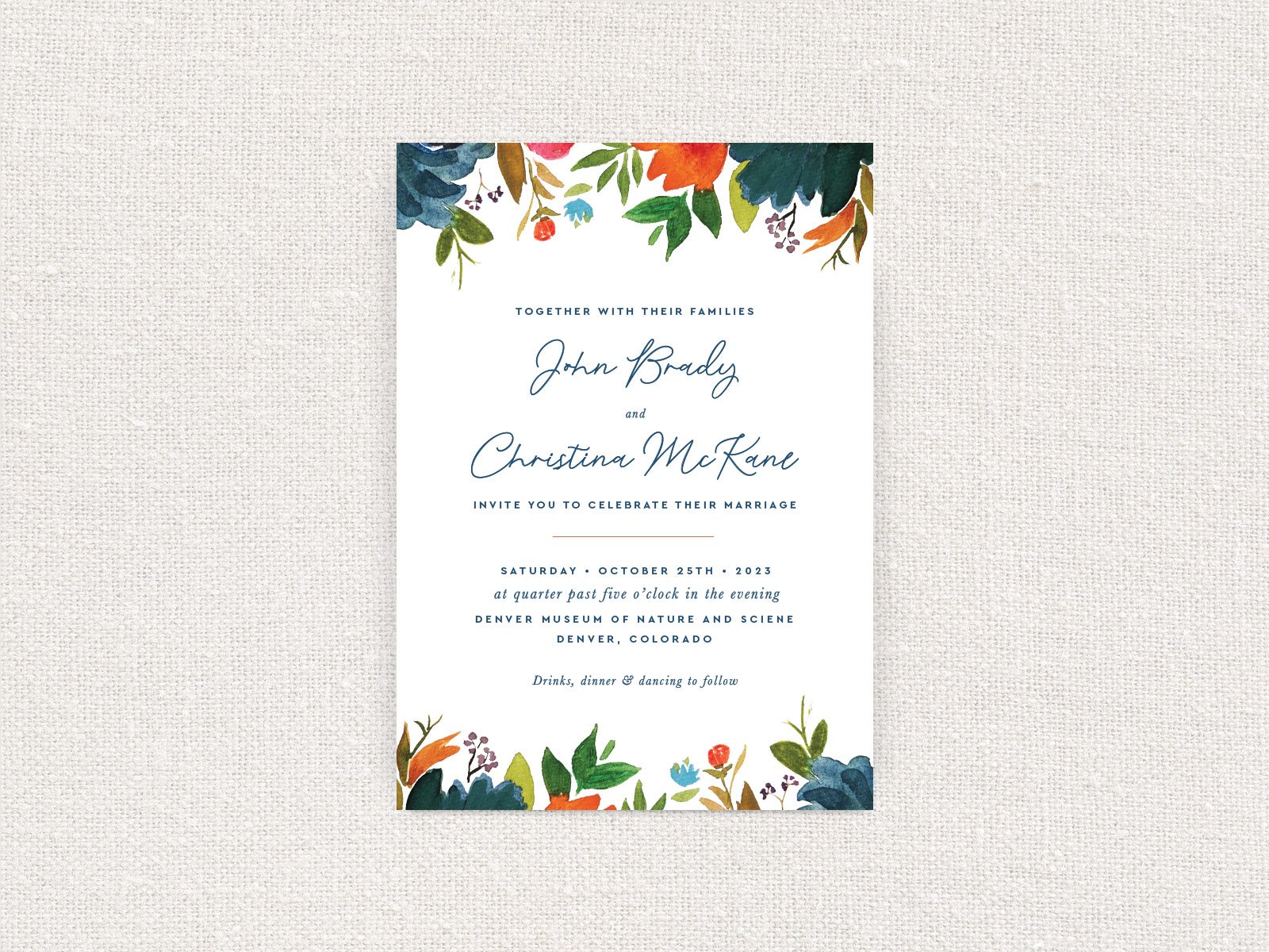 Fall Floral Wedding Invitation