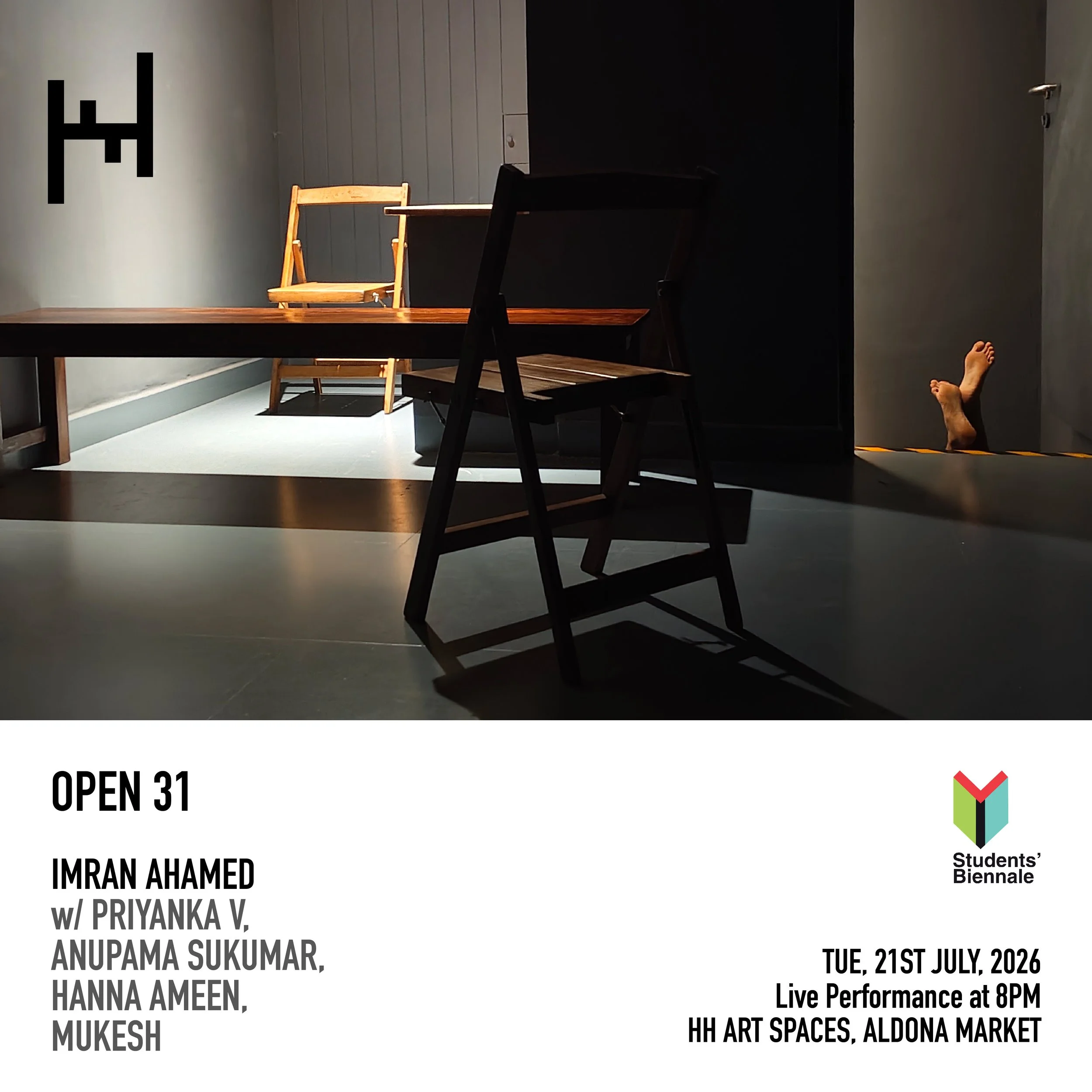  During his residency time at HH Art Spaces, Imran has explored his interest in theatre and performance, stemming from constructed situations he directed for the compositions of his paintings. This work was inspired by an article he read in The Hindu