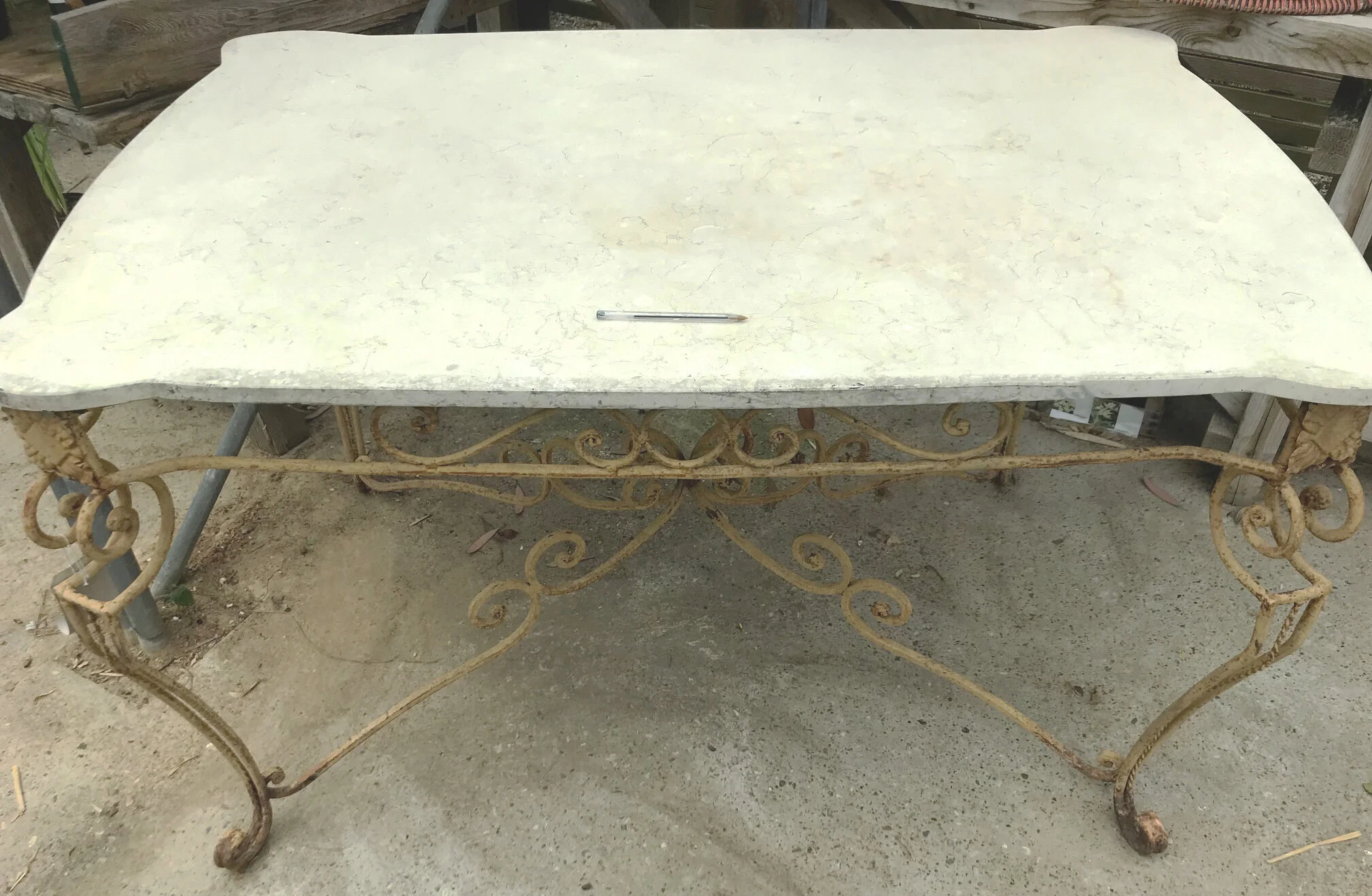 French Marble & Metal Table (Image 1)