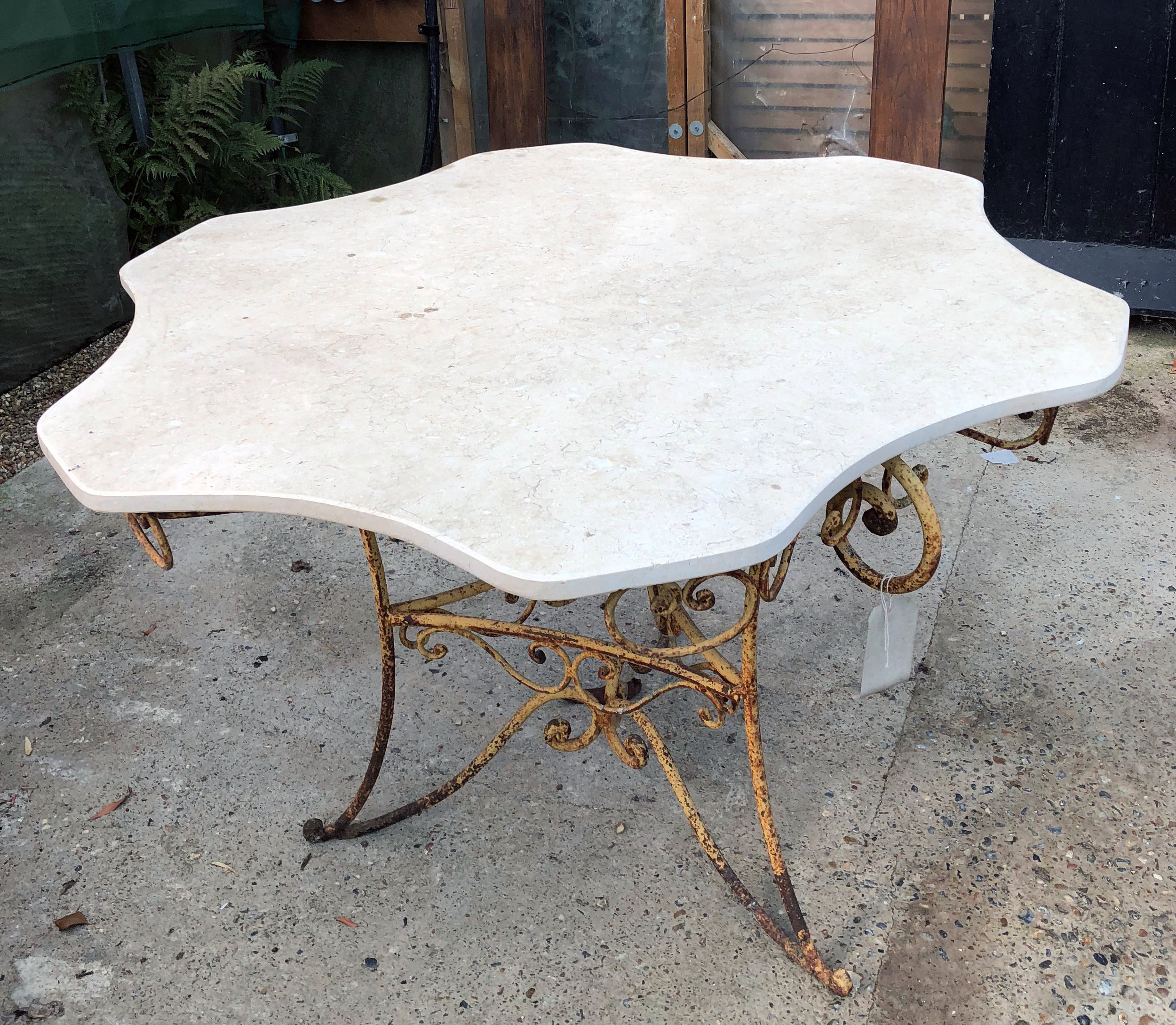 Vintage 1960s Metal & Marble Table (Image 1)