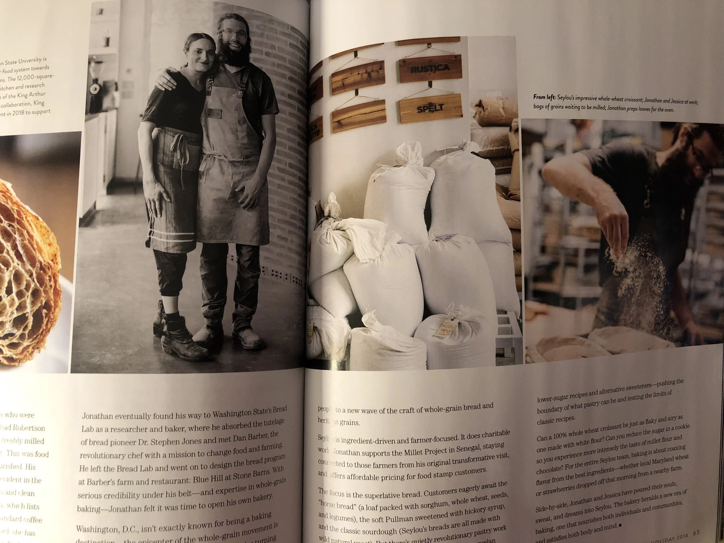 Featured in Sift’s 2018 Holiday issue are Jonathan Bethony and Jessica Azeez. Jonathan attended The Bread Lab at Washington State University, of which King Arthur Flour is a supporter with their substantial endowment to the Bread Lab to help it continue for years.