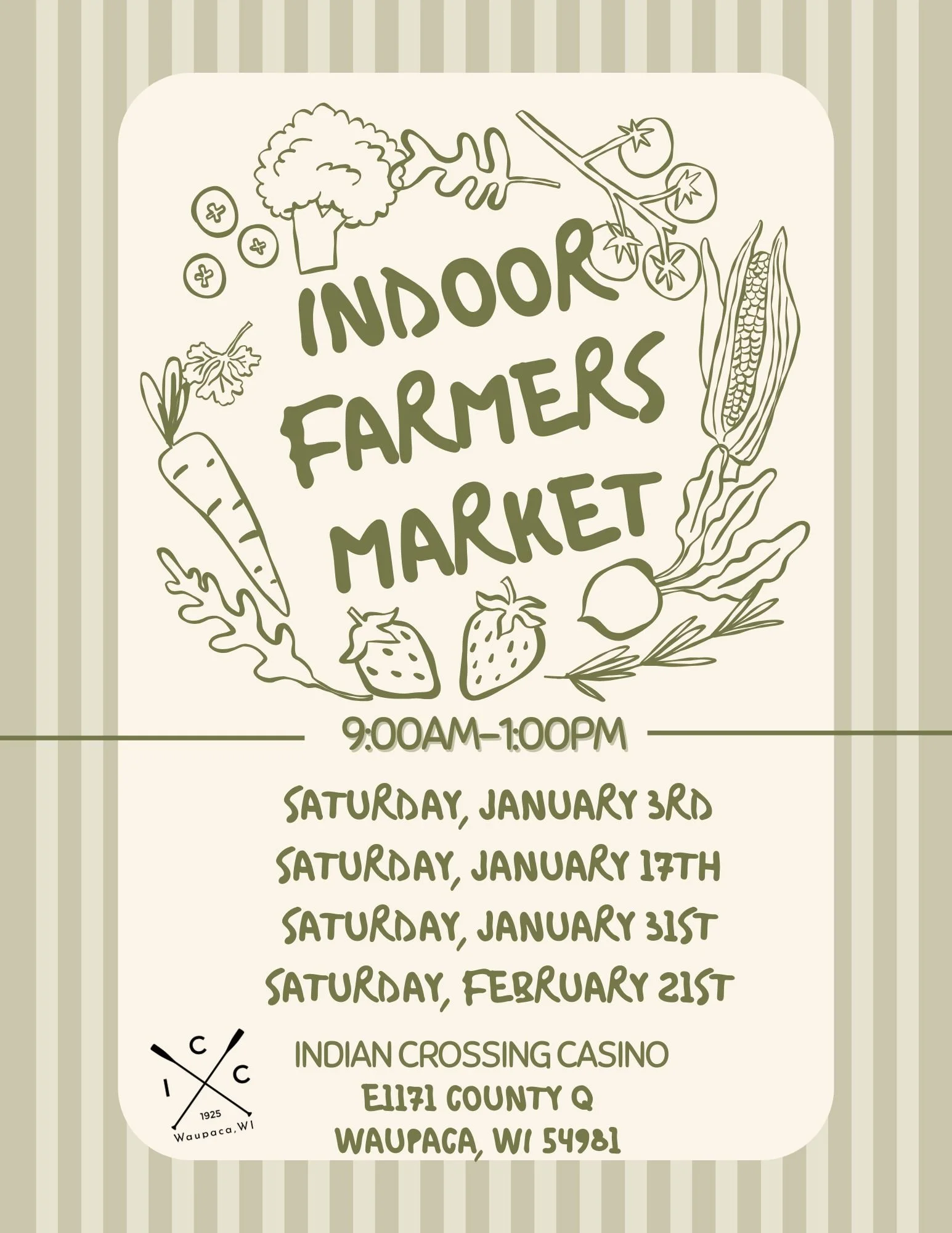 Indoor Farmers Market, 9am