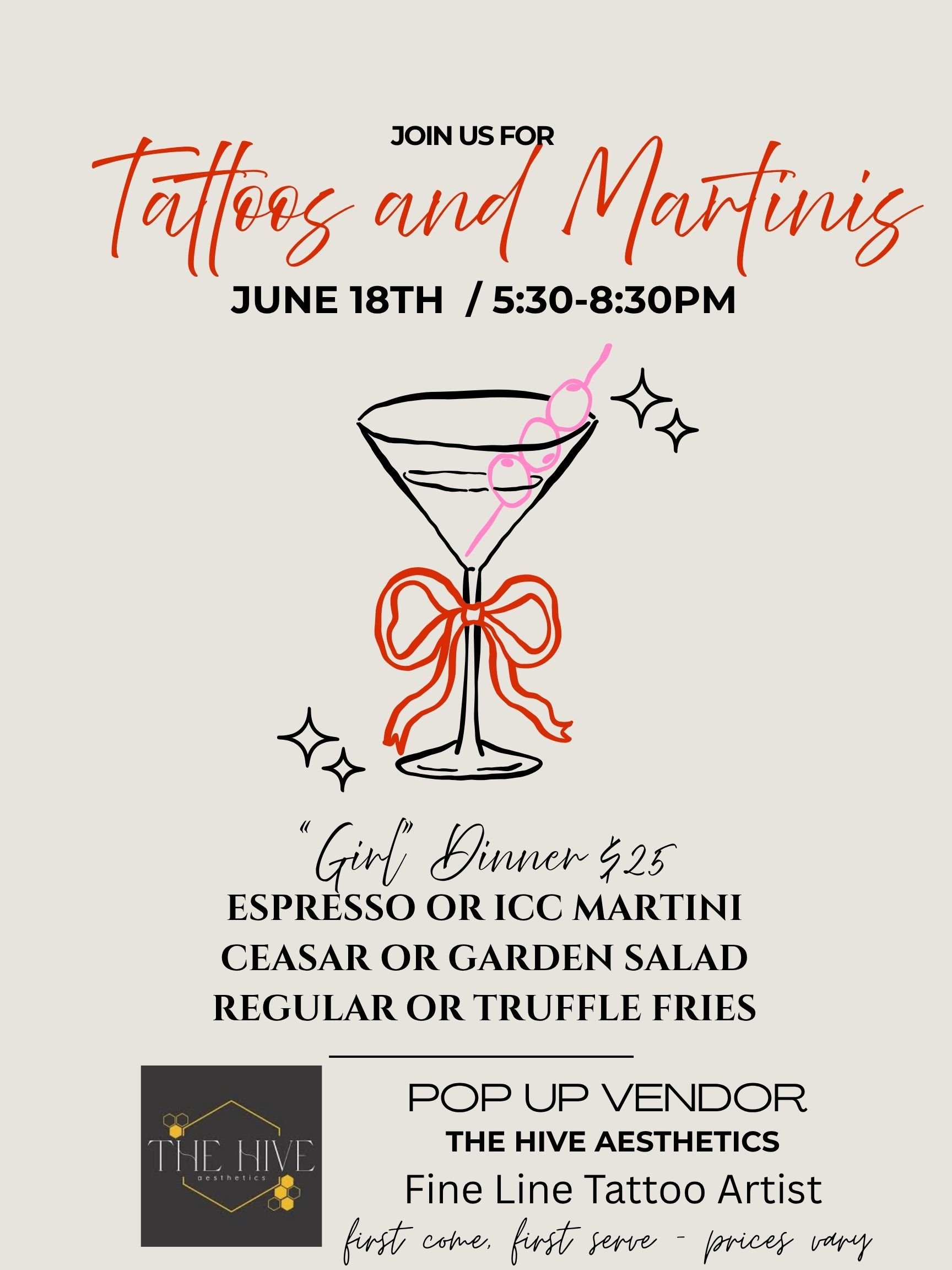 Tattoos and Martinis, 5:30pm