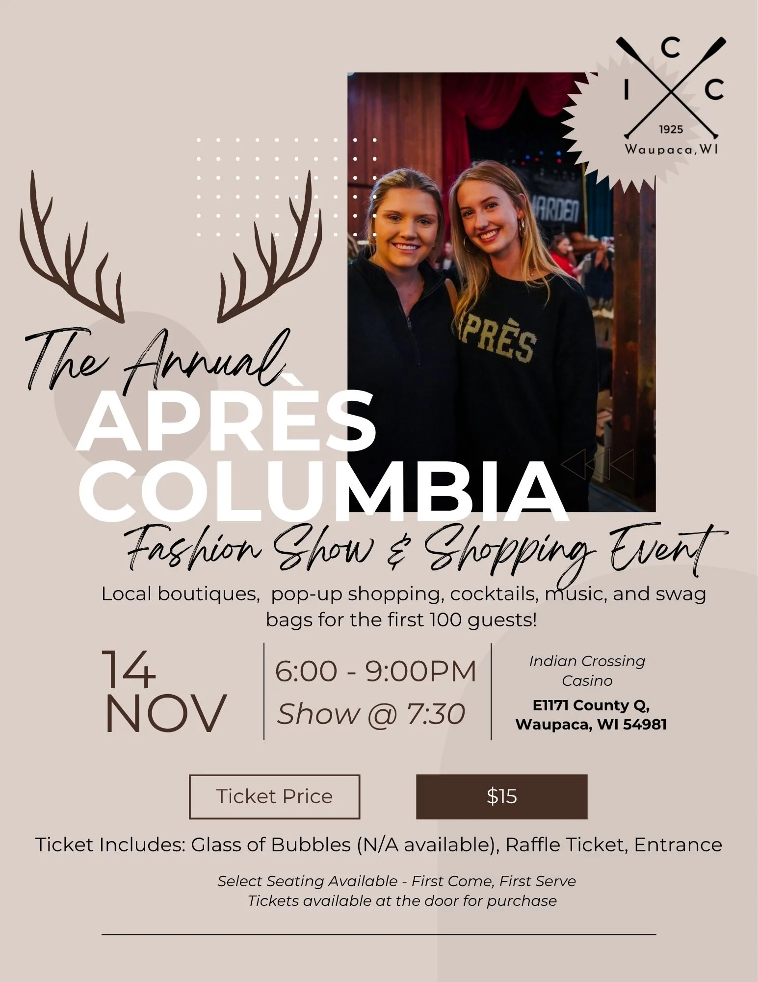 Après Columbia Fashion Show and Shopping Event, 6:00pm