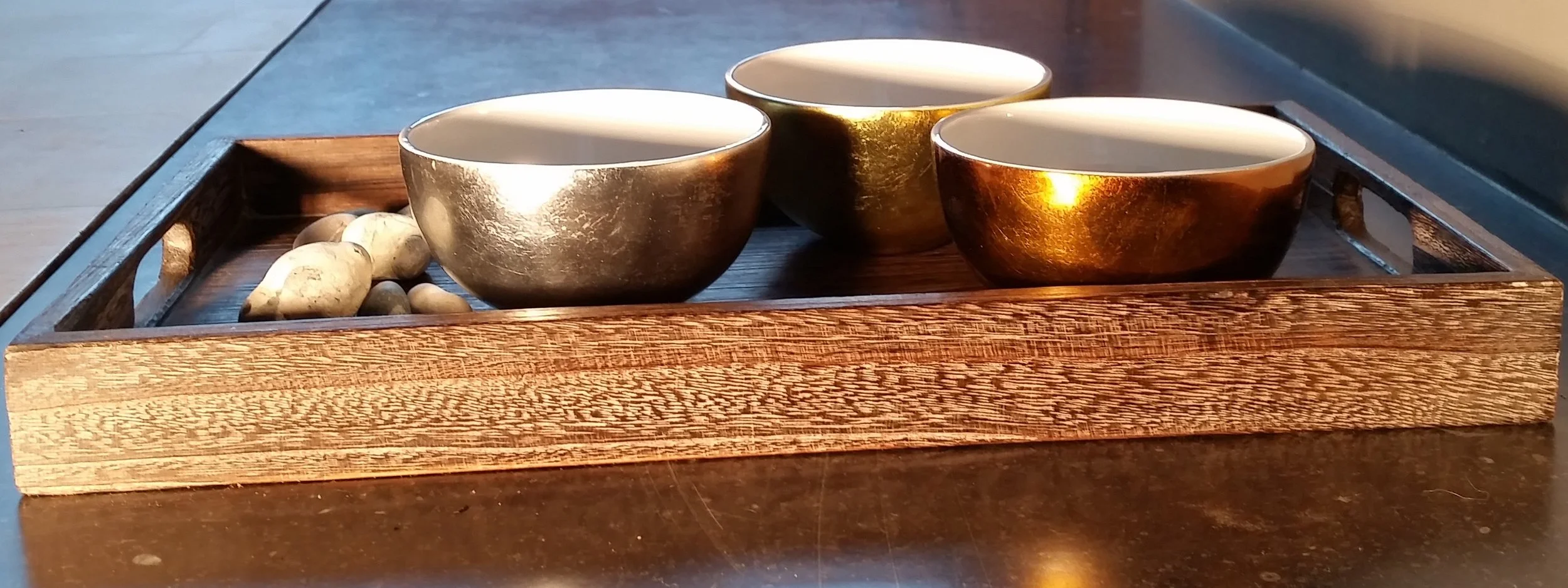 medium bowls in silver, gold & bronze