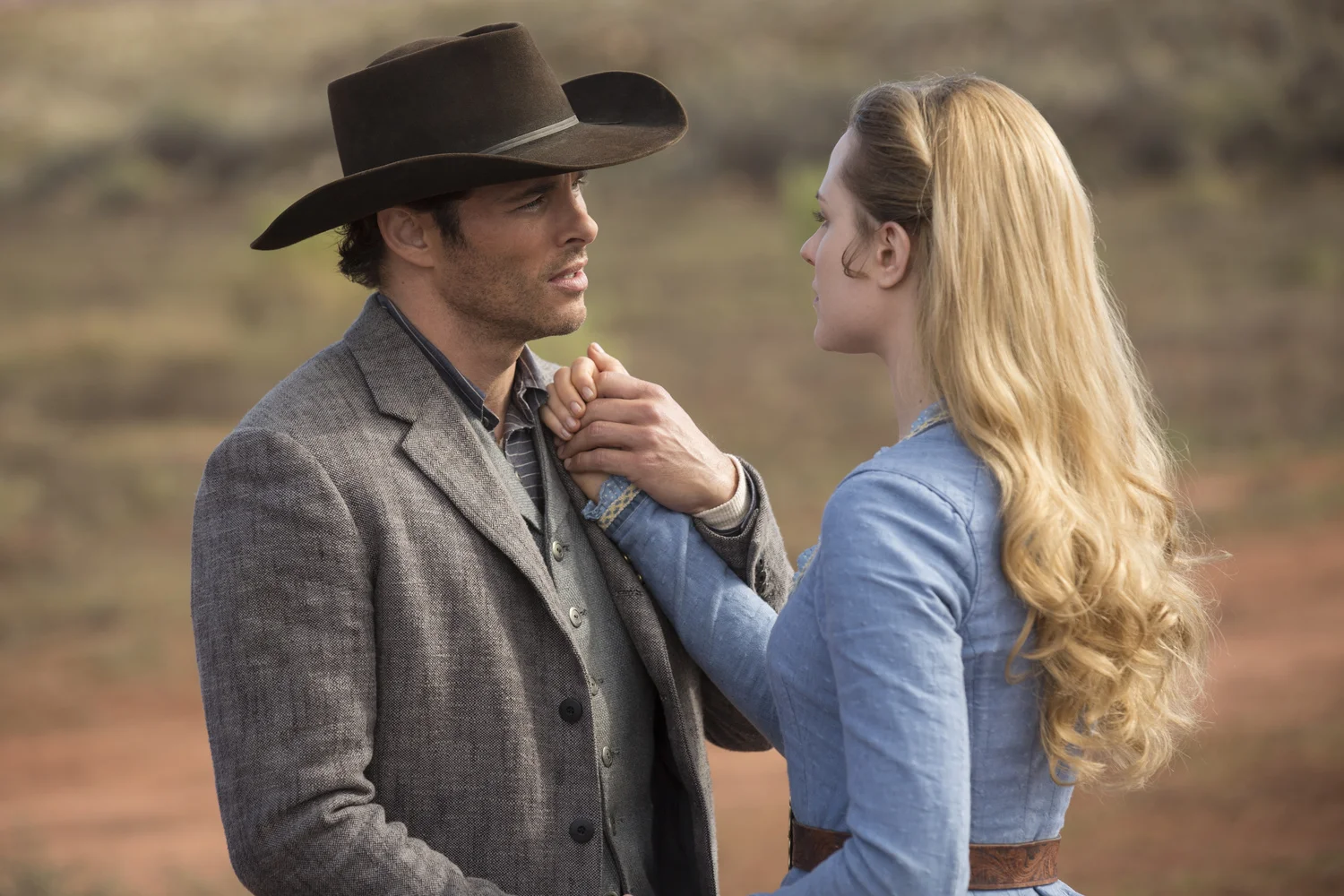James Marsden as Teddy and Evan Rachel Woods as Dolores making promises neither are pre-destined to keep (Image credit: HBO)