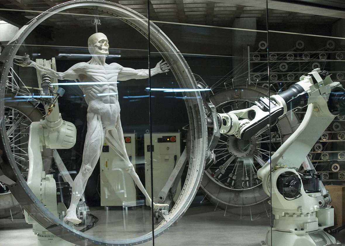 Advanced 3D printing of an android host (Image credit: HBO)