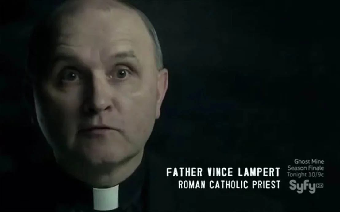 Father Vince Lampert on Paranormal Witness. Image: Syfy
