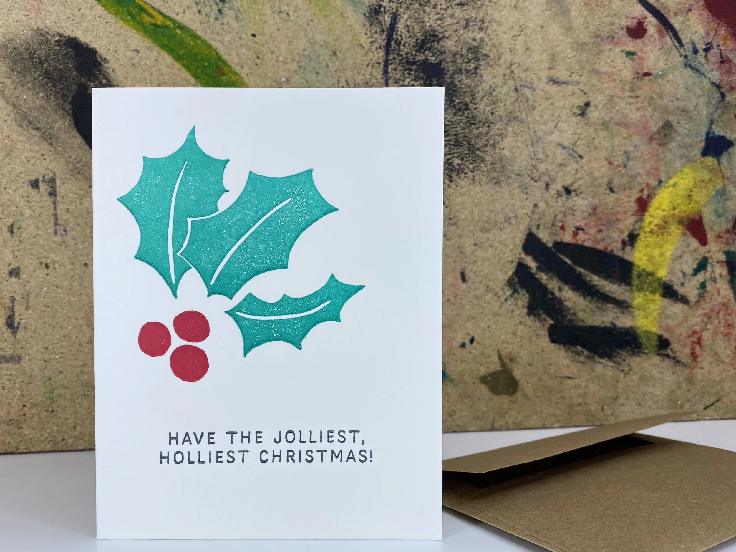 Have the jolliest, holliest Christmas - Linoprint / Letterpress
