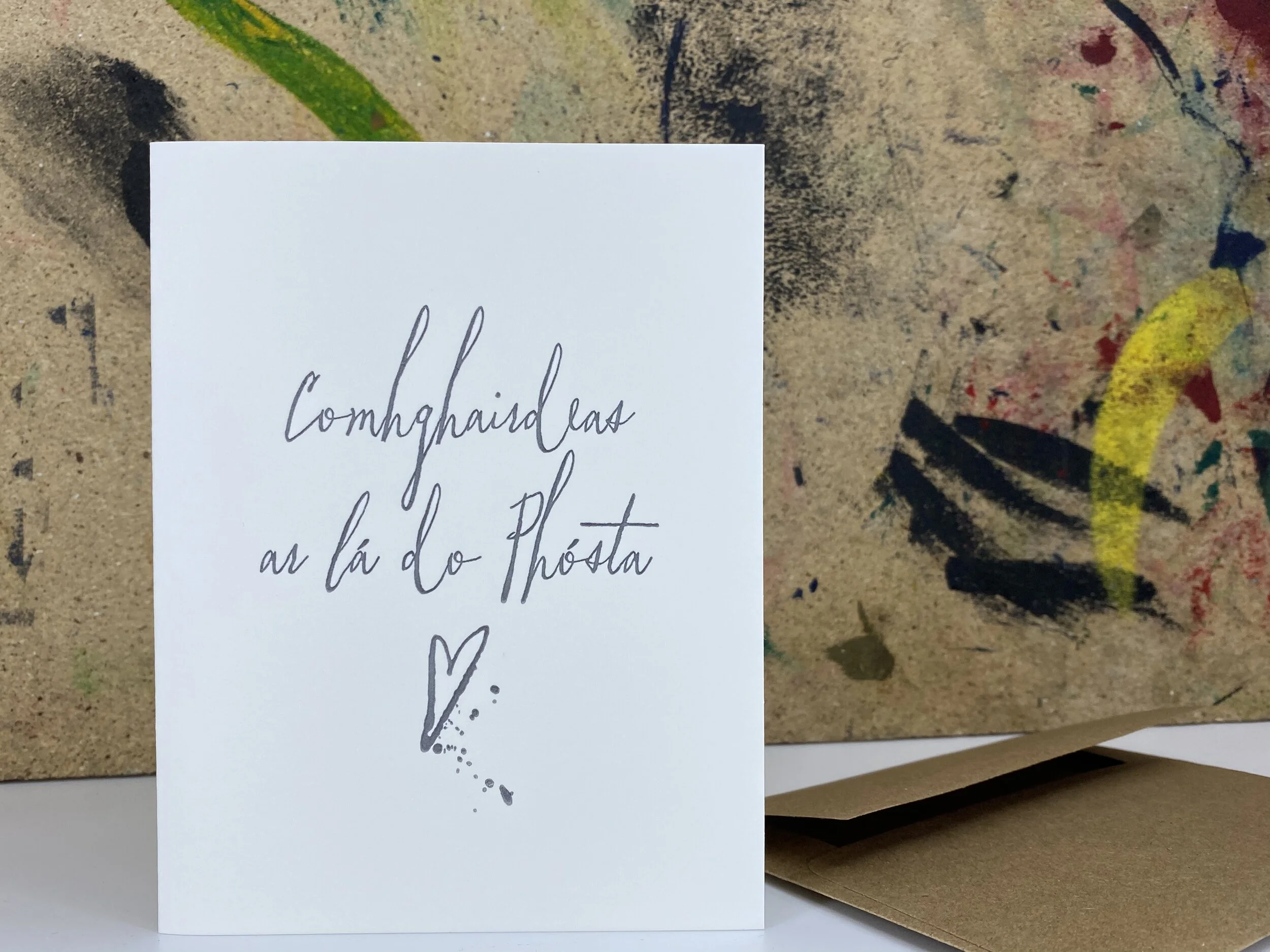 Comhghairdeas ar lá do phósta - Letterpress