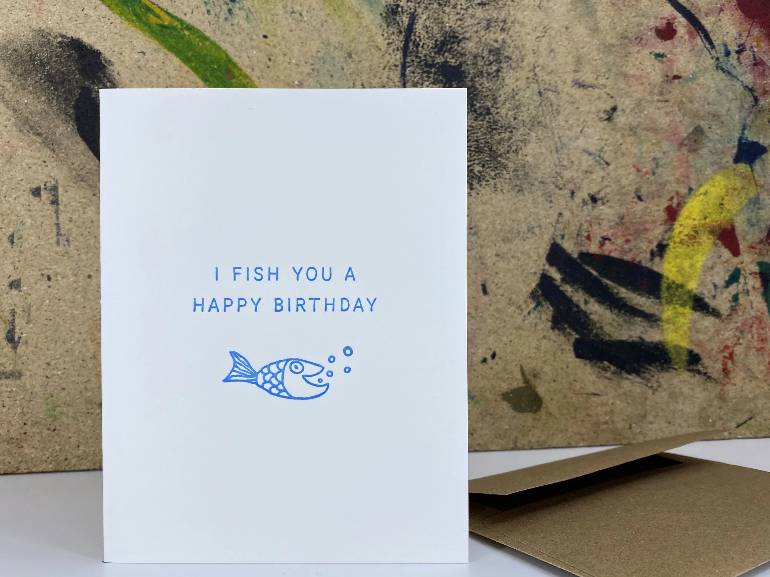 I fish you a happy birthday - letterpress