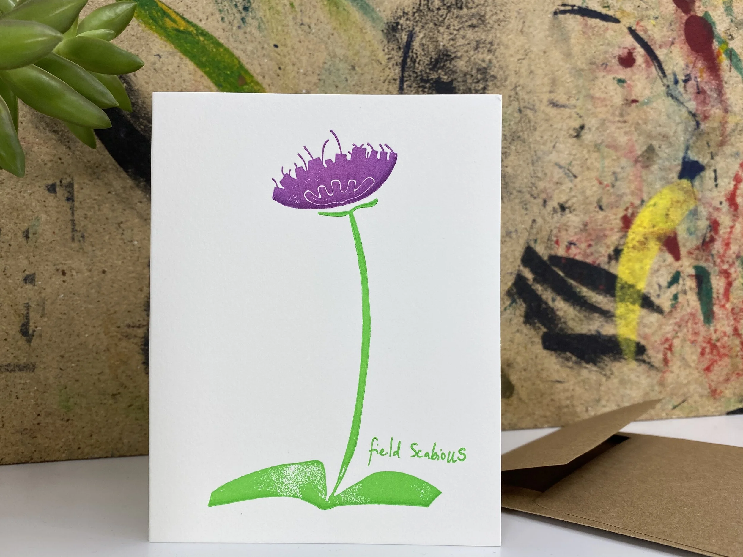 Field scabious - Linoprint / Letterpress