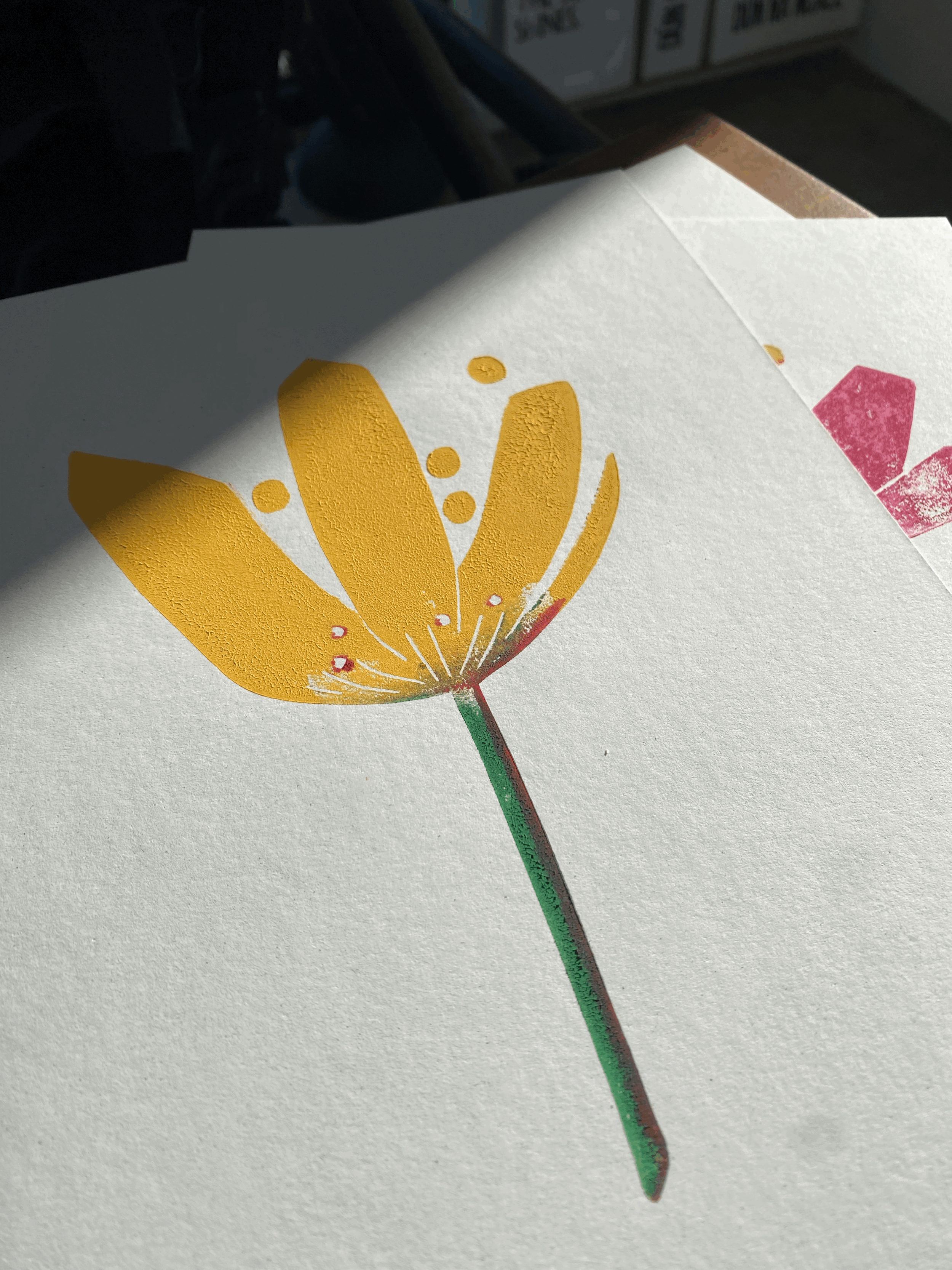 Custom Order for Deirdre - Meadow Thistle, Marsh Saxifrage and Lesser Centaury - endangered series - A4 linoprint framed