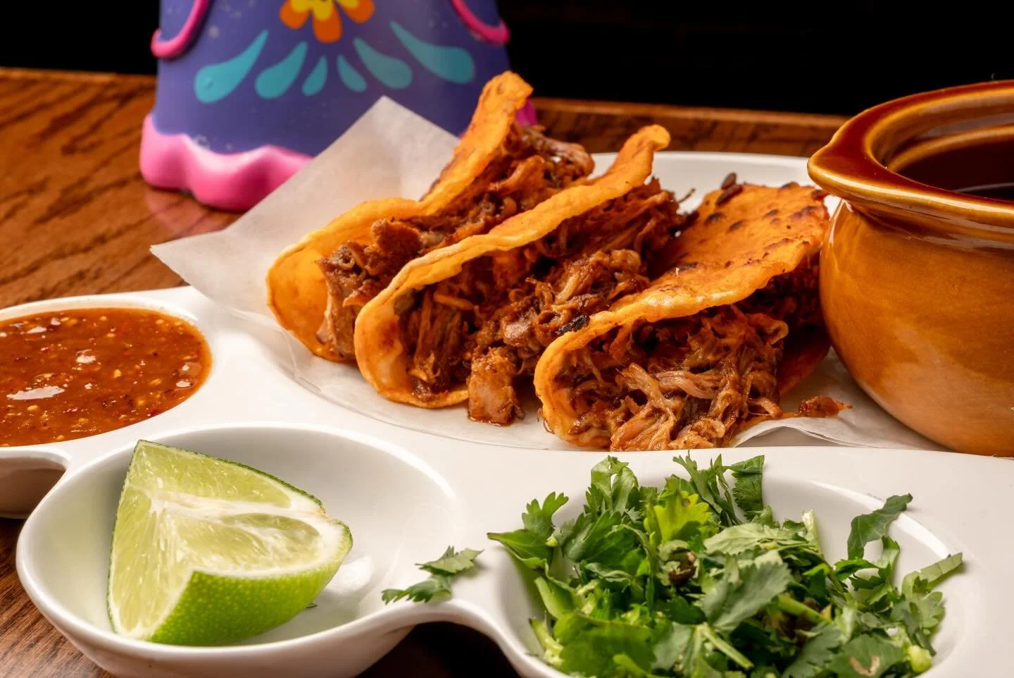 Nashville vibes. Authentic Mexican flavor. 🌮🔥

Quesabirria tacos, rich consom&eacute;, fresh lime, and salsa made for the perfect dip.

Some meals just hit different.

👇 Be honest&hellip;
Are you dipping the taco or sipping the consom&eacute; firs