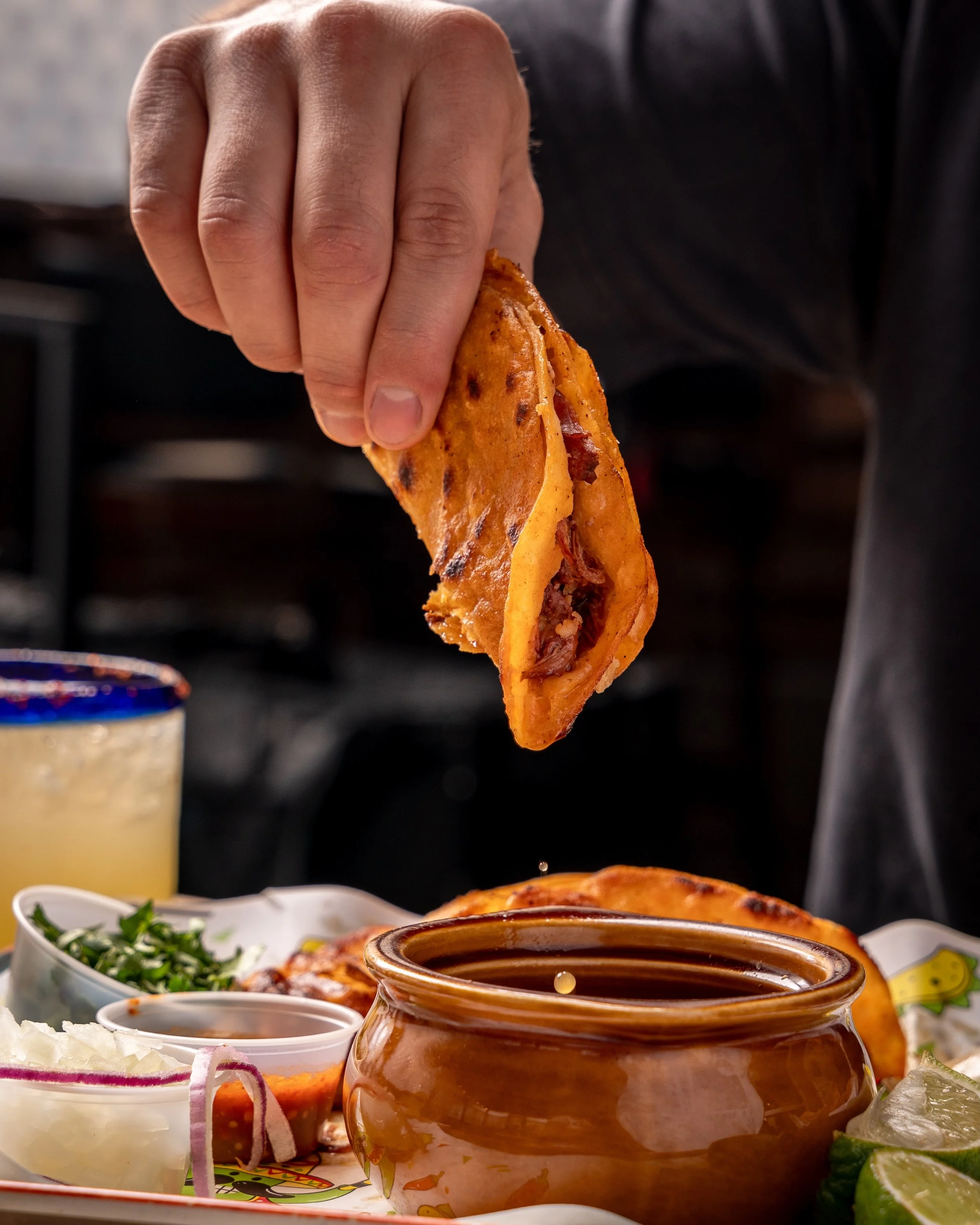 QUESABIRRIAS ❤️ Crispy, cheesy, and served with rich consomm&eacute;. A customer favorite for a reason.