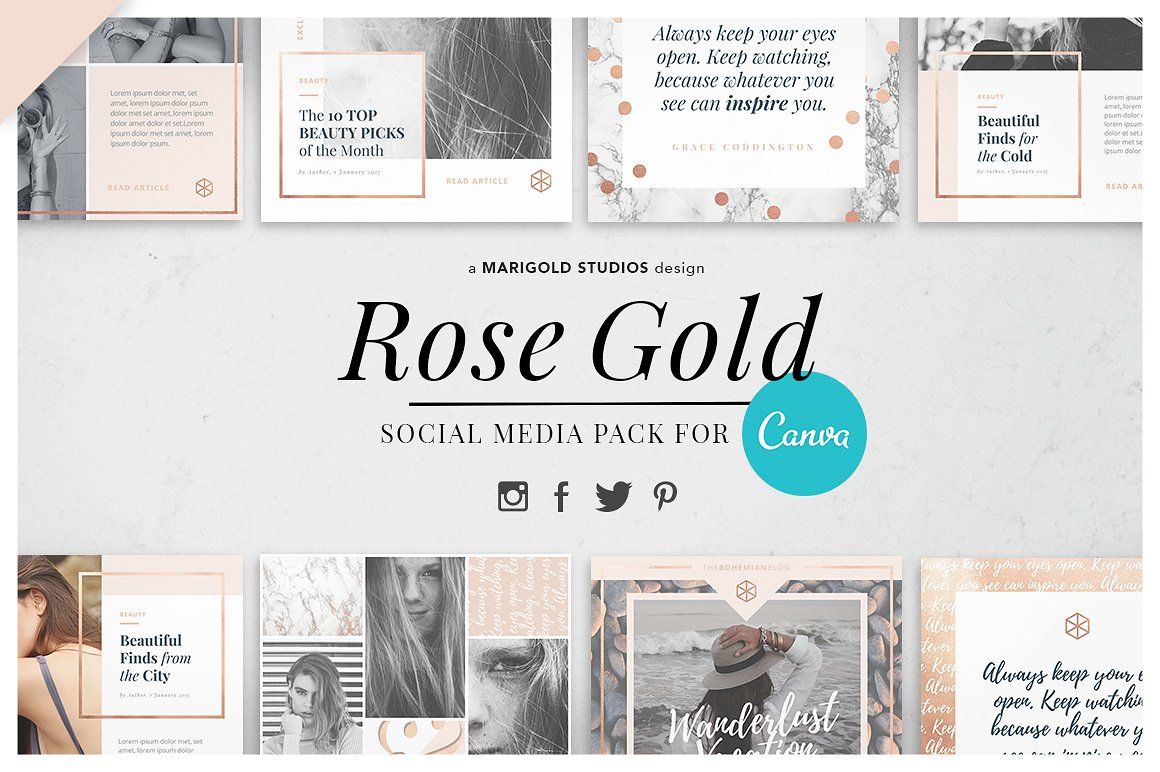 OMG qué lindos posts podés armar usando CANVA y el Social Media Pack de Marigolt Studios. Hacé click acá para descargartelo.
