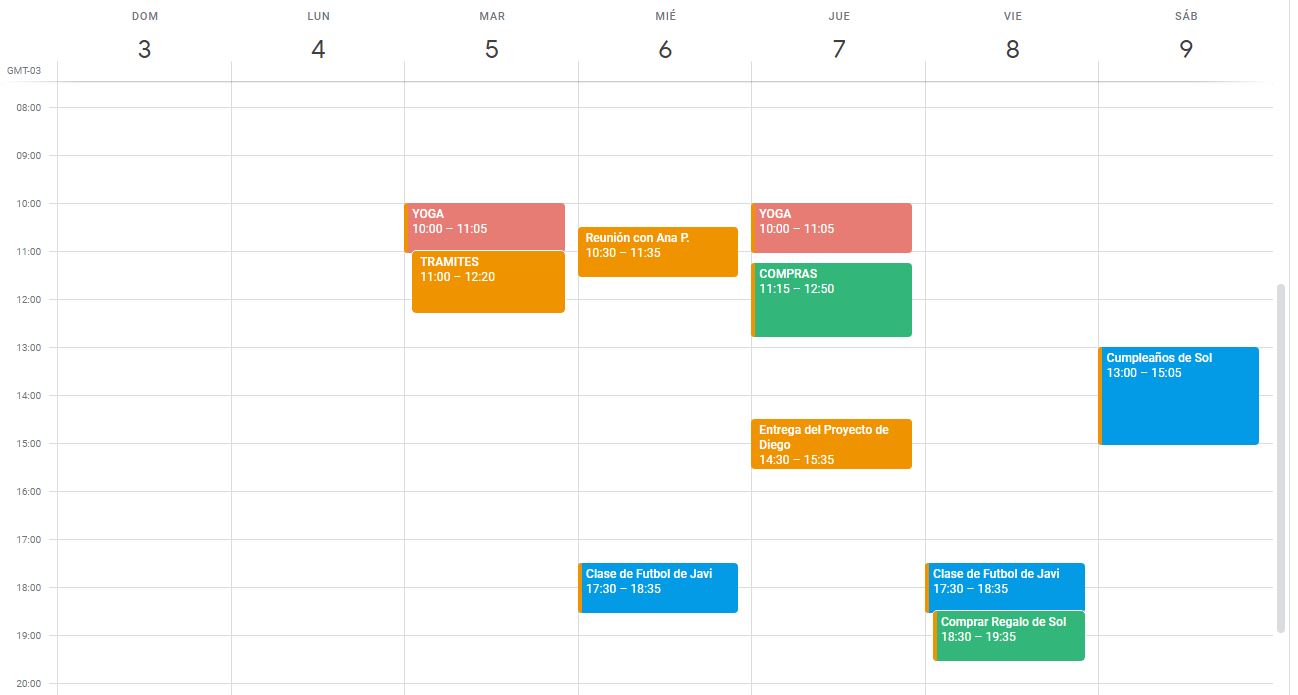 Calendario de Actividades y Eventos con Compras en Contexto