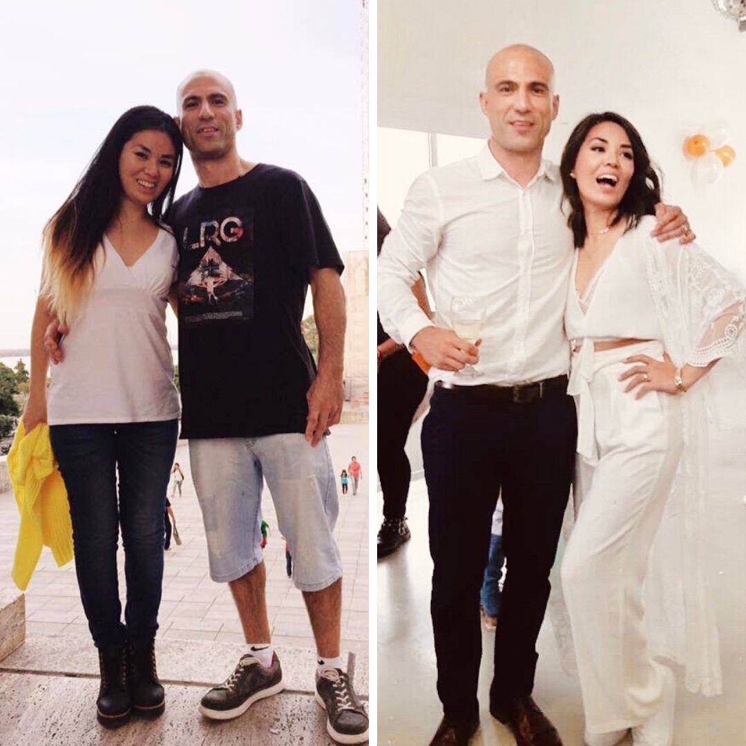 Antes (izquierda) me escondía detrás de mi pareja, que como verás, es muy lindo tipo. Ahora (derecha) estoy super cómoda con toda la atención.