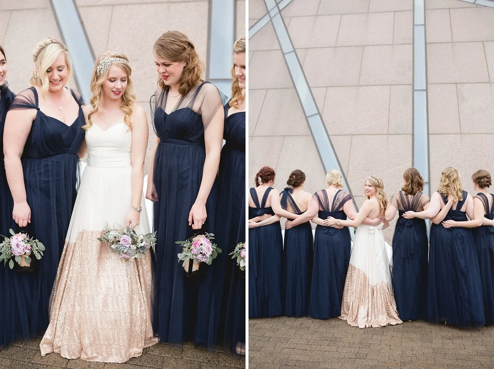 Rochelle Louise Photography, McNamara Alumni Center wedding, Minneapolis wedding photographer, winter wedding, gold wedding, Truvelle Bridal, a&be bridal shop, A'bulae wedding, modern wedding, modern gold wedding, gold wedding dress, navy blue wedding, painted gold cake, Minnesota wedding photographer, fine art wedding photographer, photojournalist wedding photographer, University of Minnesota wedding, Weisman wedding, Weisman Art Museum wedding