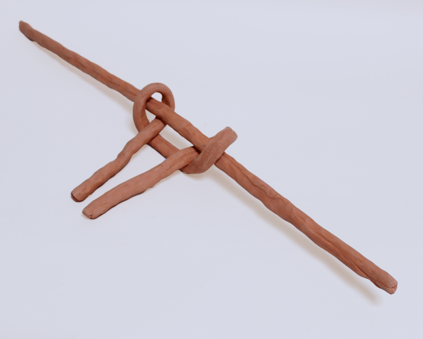 Square Knot #2 (unbalanced) 2015, terra cotta, 21" x 7" x 2.5"