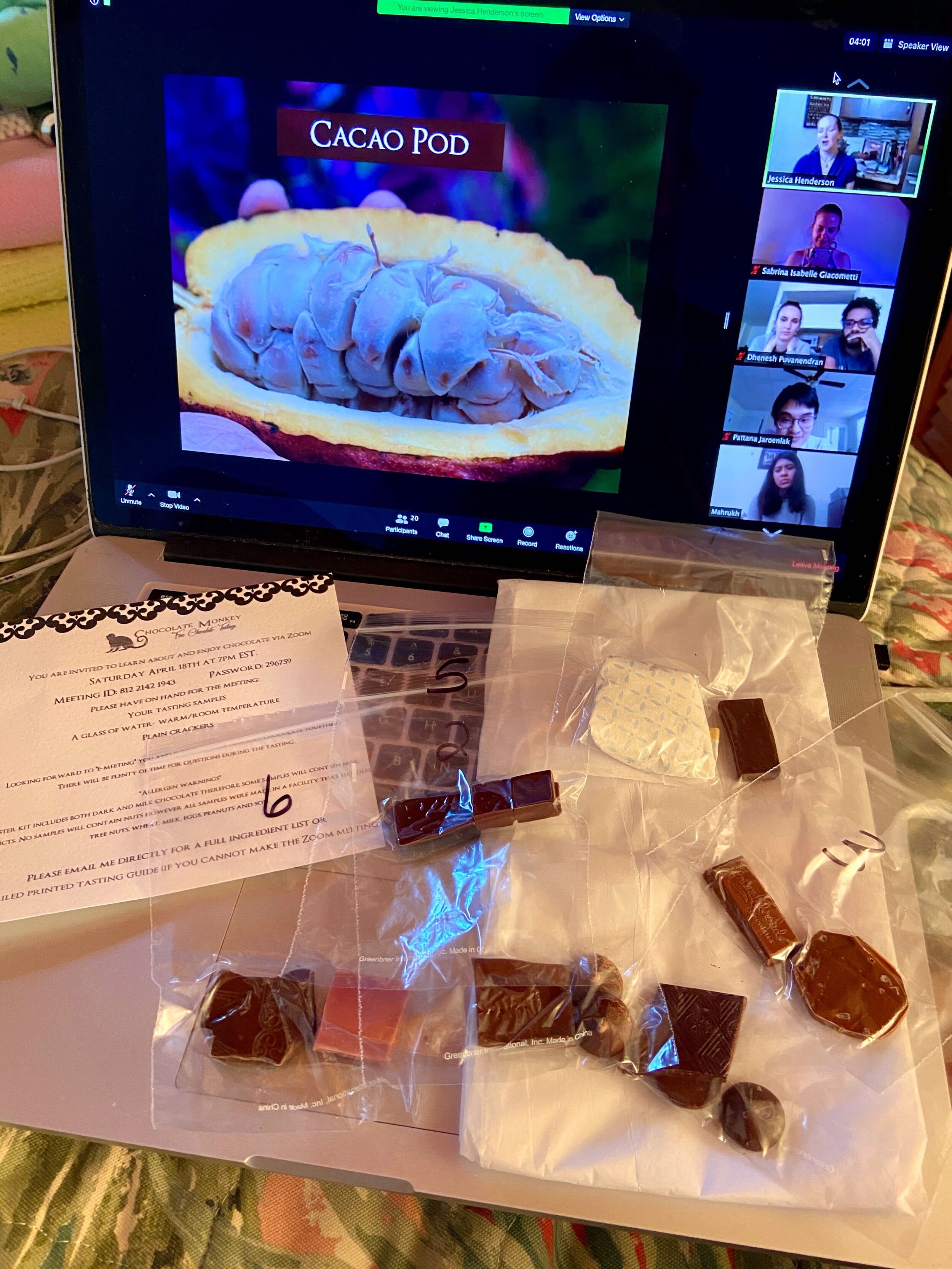 Virtual chocolate tasting during COVID situation