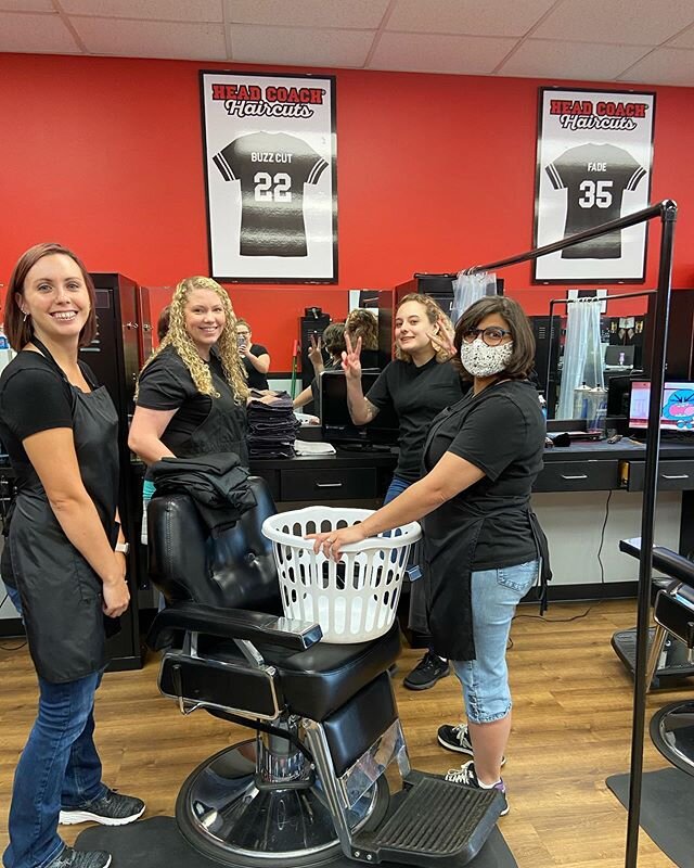 Team work makes the dream work! ❤️ Come see us at one of our 3 locations for that cool summer cut💈 #headcoachhaircuts #barbershop #menshair #fairviewgirls #yeahthatgreenvillesc