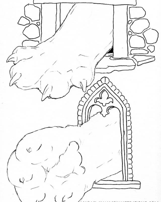 #mabinogitree - giant monster paws! Going back to book 1 here. Prince Pwyll and Rhiannon have a kid together but it gets stolen by a giant monster claw coming through the window. Then it gets sad and then the baby is brought back. I've always thought