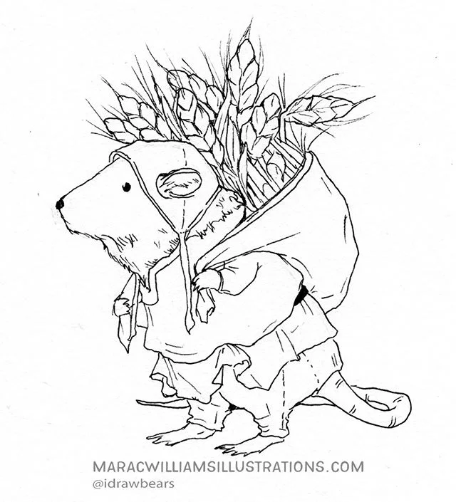 Another mouse thief for the #mabinogitree #kidlitart #mythology #celticmythology #mythsforkids #mousedrawing #medievalcostumes #mabinogion #penandlink #animalillustration #kidlitartist