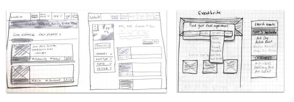 Sketching of Eventbrite searching for events