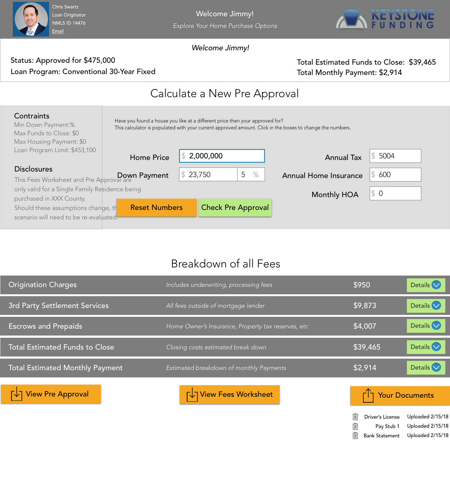 The Check Pre Approval Button