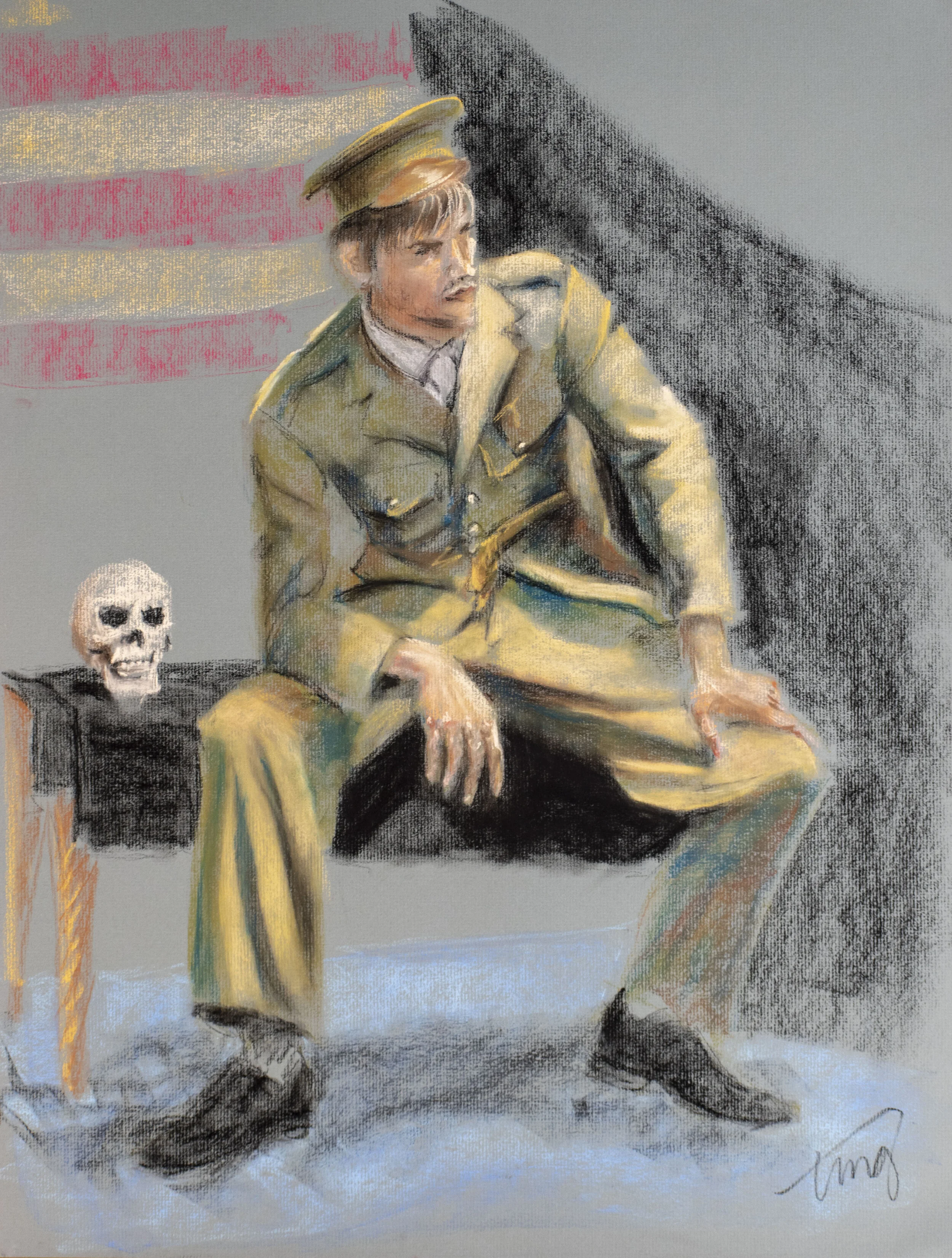  24”x18” pastel on olive paper 