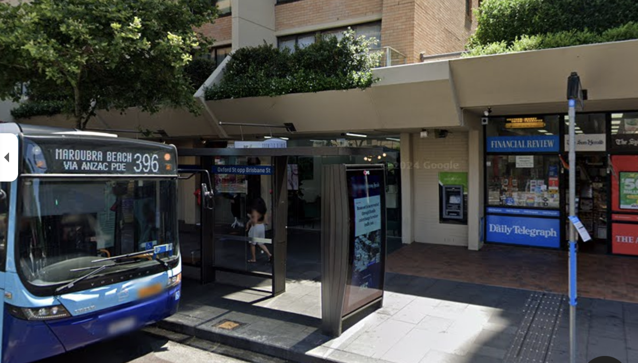 Photograph of the Oxford St Opp Brisbane St Bus Stop
