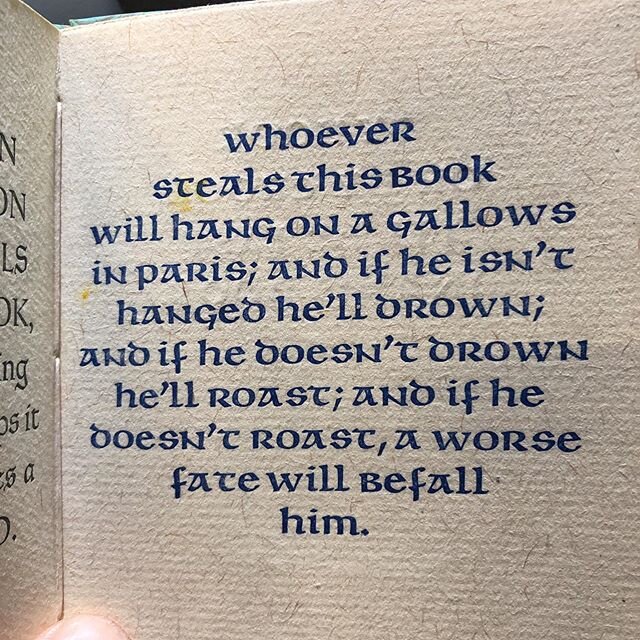 Another curse from &ldquo;Steale not Thys Book&rdquo;. Latest from #Aliquandopress. &ldquo;A compendium of warnings and invectives against those who would desecrate or injure books&rdquo;