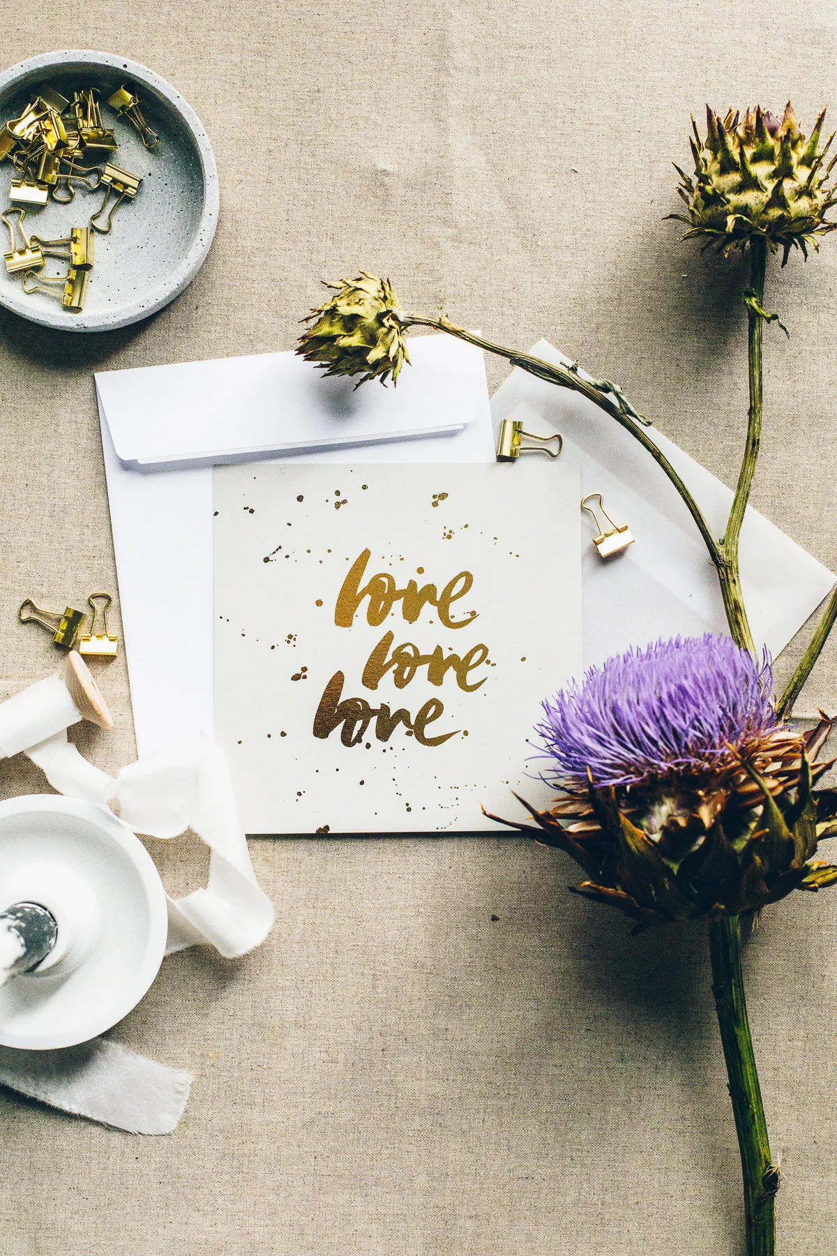 Hochzeit Glückwunschkarte "Love, Love, Love" -Rosegoldfolie- Design & Lettering: Viviane Lenders | Druck: Herzdruck