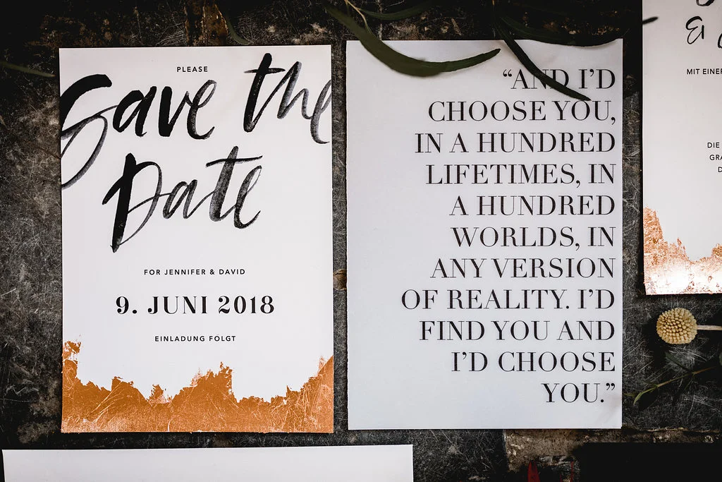 Hochzeitspapeterie, Wedding Stationery, Minimal, Boho, Lettering, Rosegold - via Viviane Lenders Design