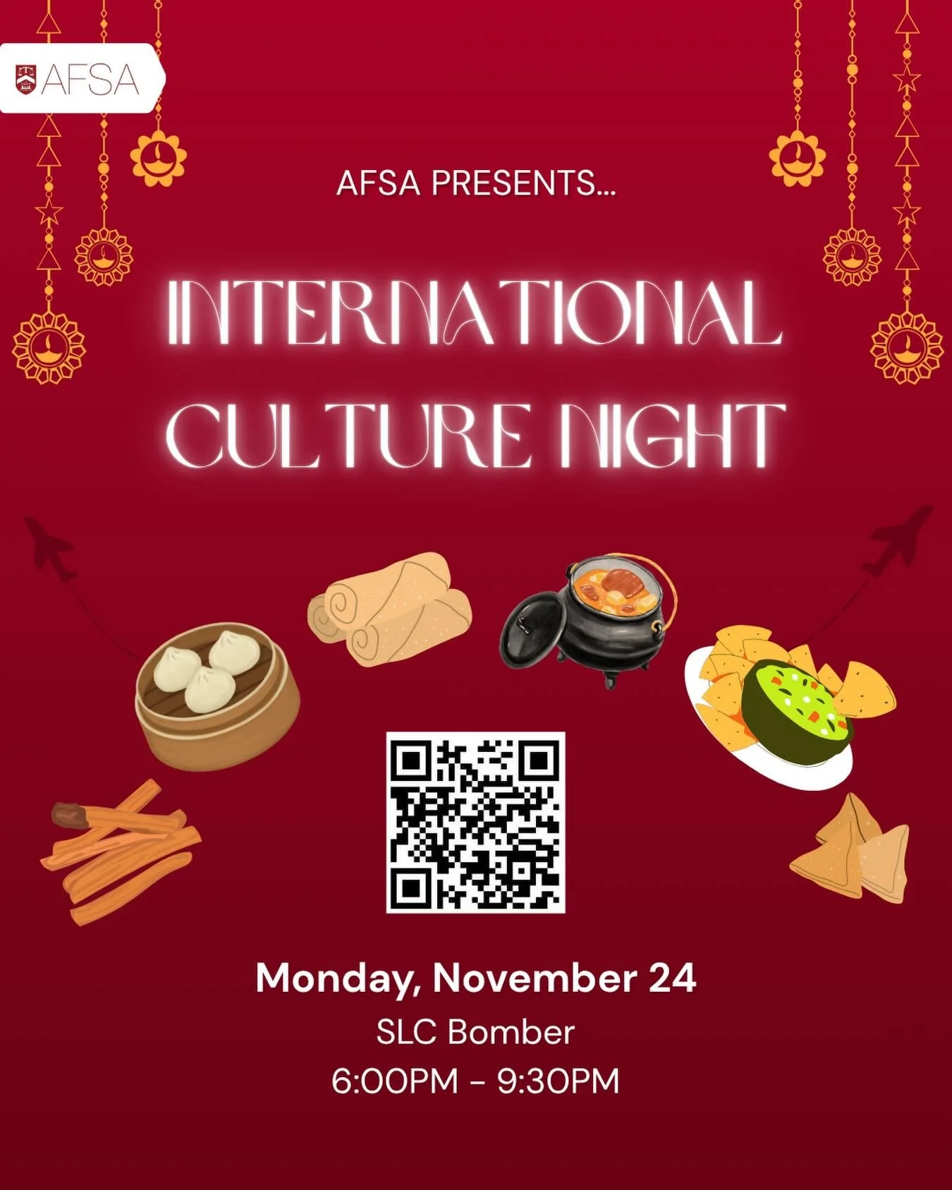 Ready to travel the world right on campus? Join AFSA for International Culture Night, a celebration of global food, music, and games presented by students from across the community.

Explore cultural booths, try unique dishes, watch live performances
