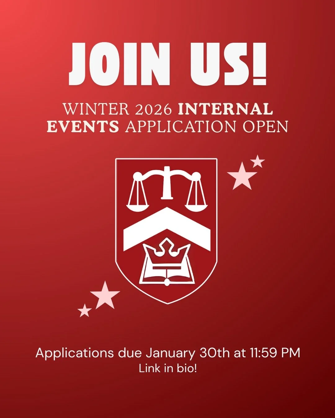 Applications have OFFICIALLY opened for first year students to join the Winter 2026 AFSA Internal Events family! 
Applications are due January 30th at 11:59PM. We look forward to viewing your
application!!