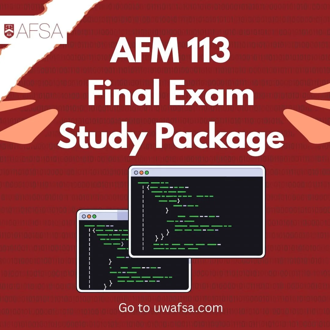 Hey SAF! We know that finals season is stressful, but studying for AFM 113 doesn&rsquo;t have to be. Our AFM 113 Final Exam Study Package is here to help you ace that exam!!!