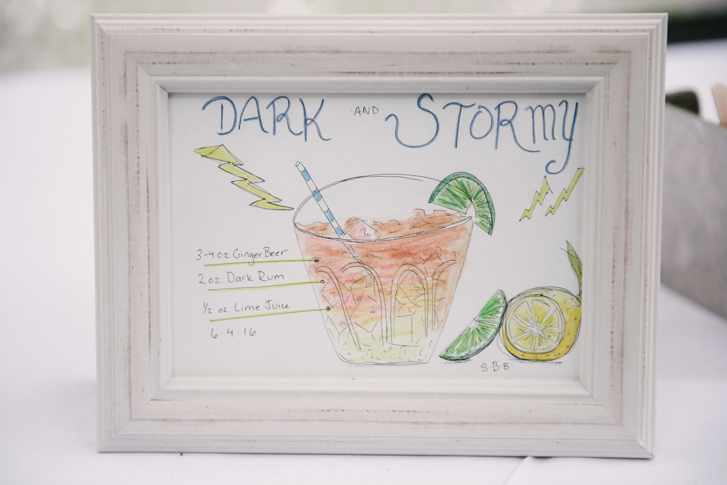 "Dark & Stormy" Signature Drink / Bar Cart Sign