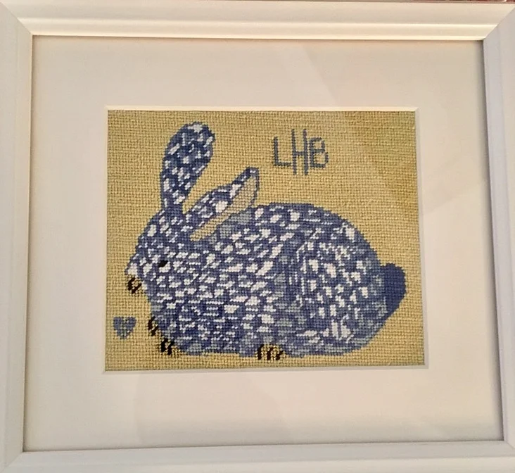 Herend Blue Bunny Needlepoint