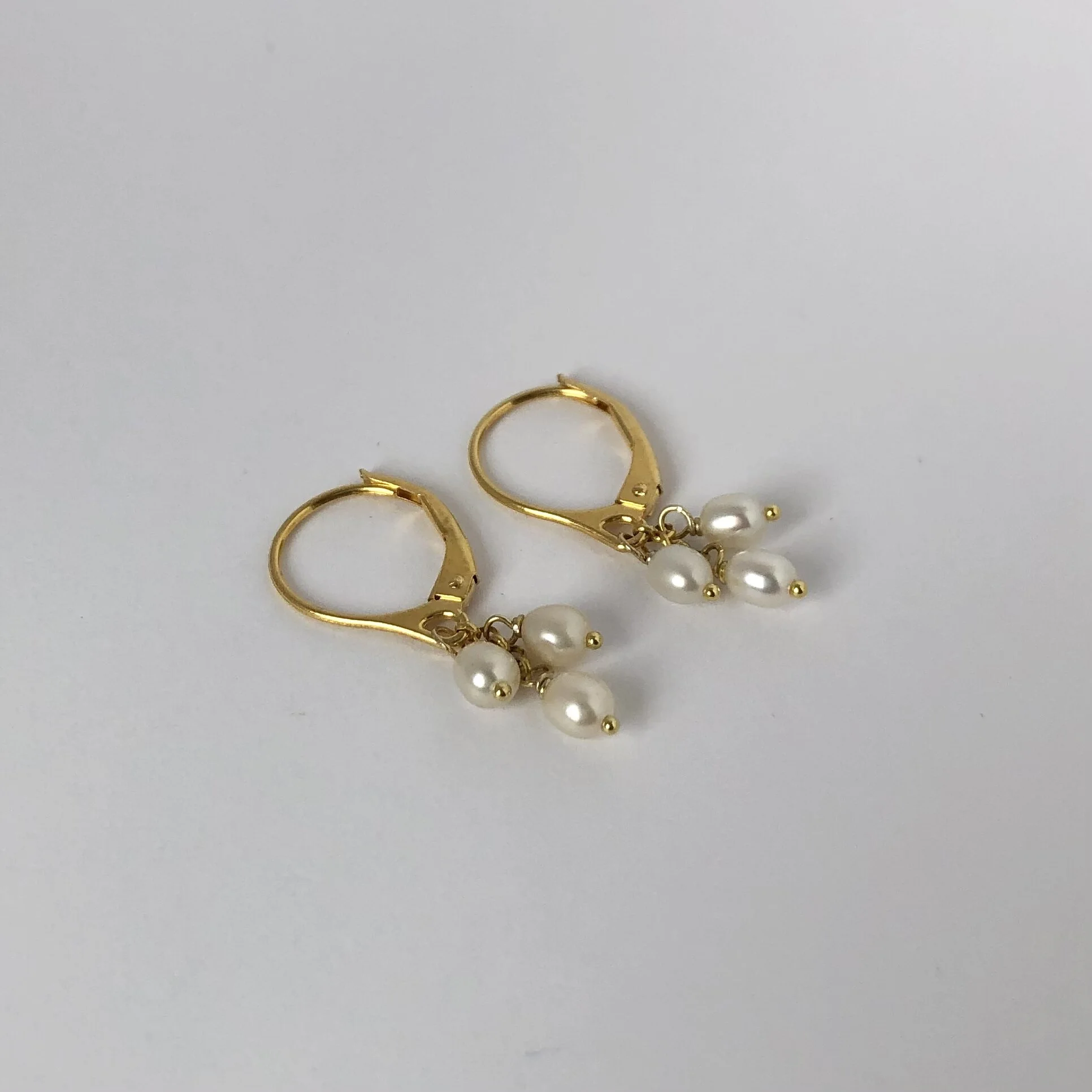gold trinity pearl drop earrings 2