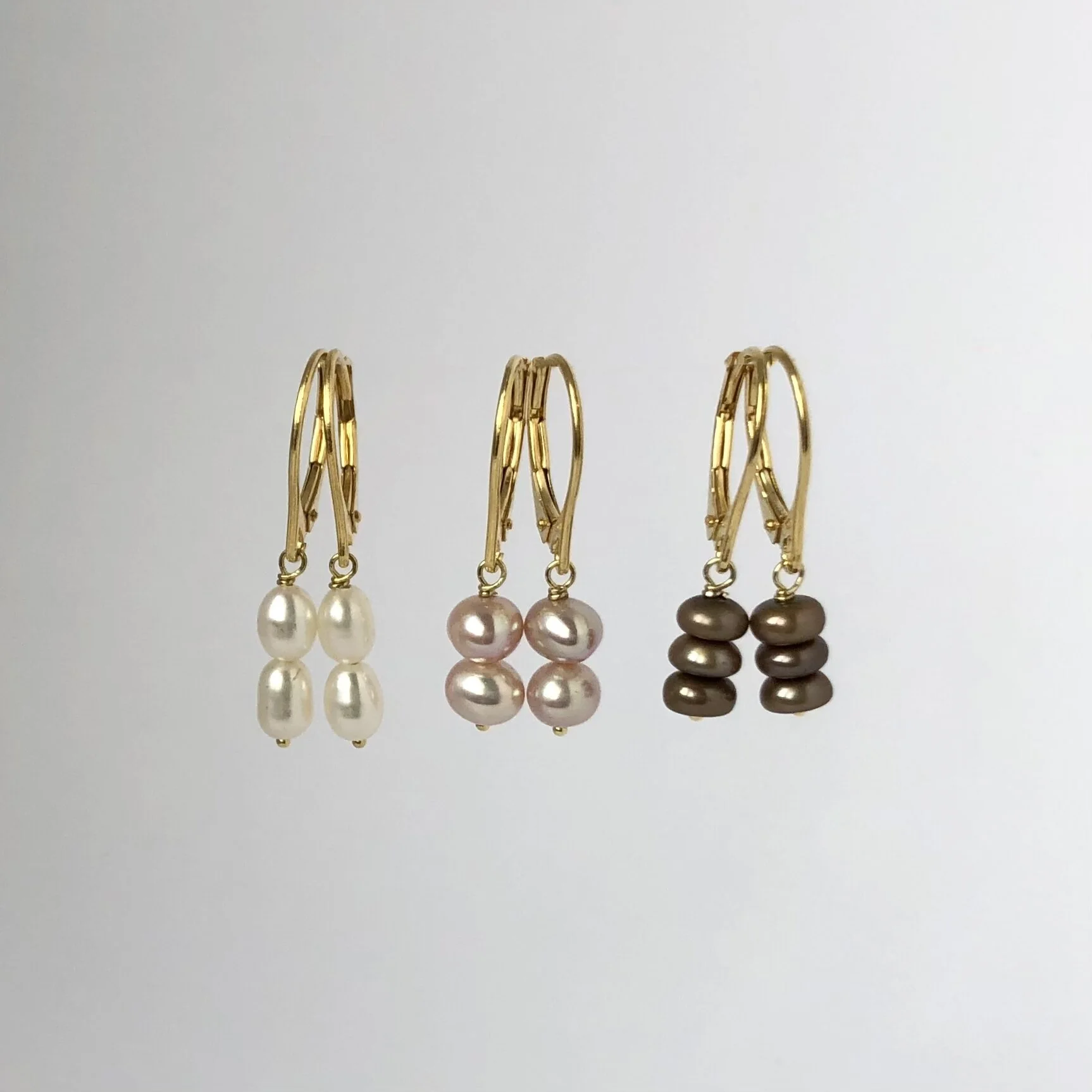Gold duo pearl drop earrings