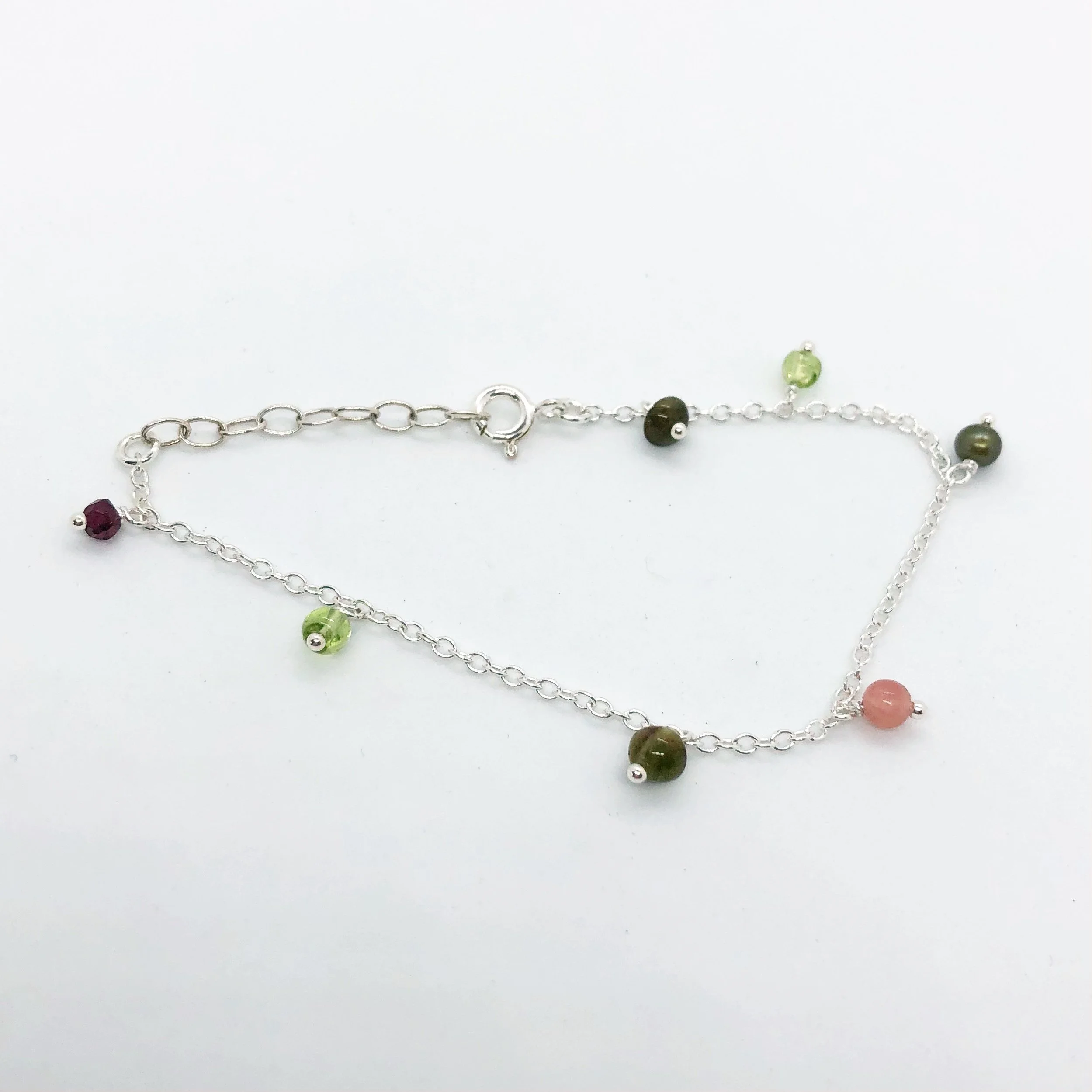 Winter Heather Gold and Gemstone Charm Drop Bracelet