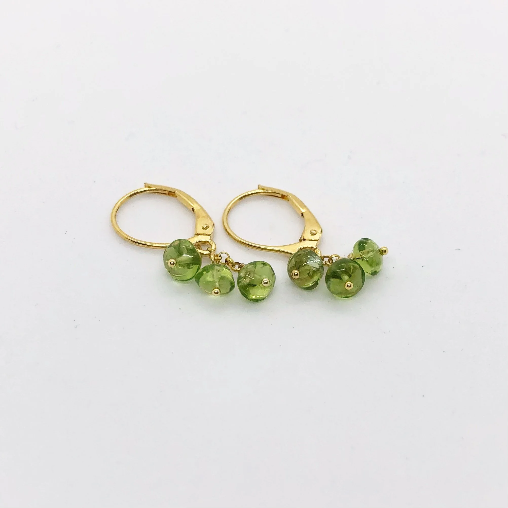 Gold and Peridot Trinity Drop Earrings