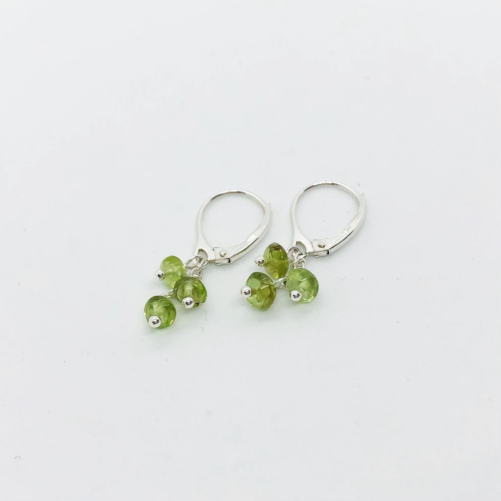 Silver and Peridot Trinity Drop Earrings