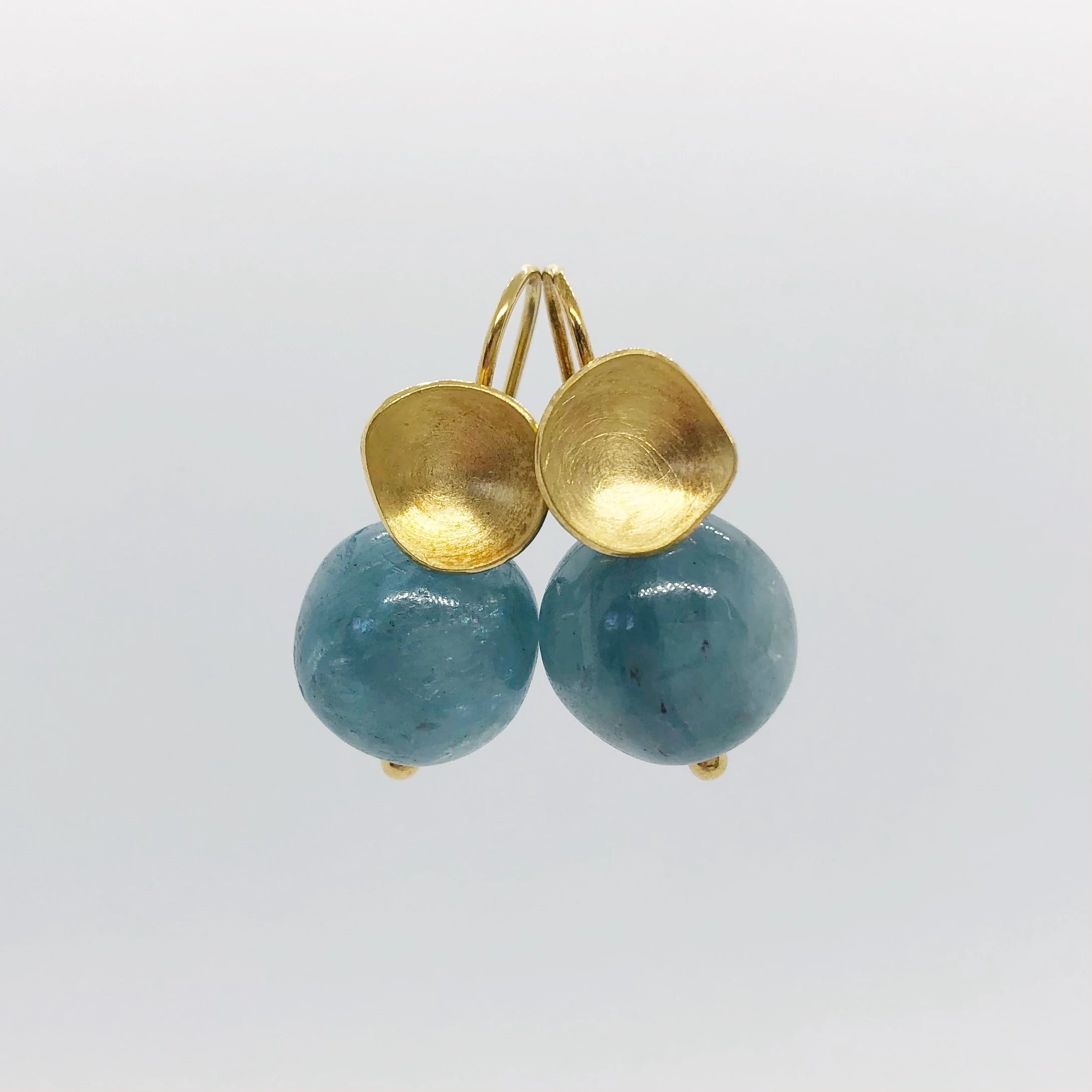 Gold petal & kyanite charm drop earrings